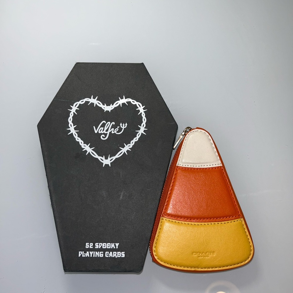 Coach Colorblock Leather Mini Coin Pouch in Yellow, Orange, Cream - Picture 5 of 8